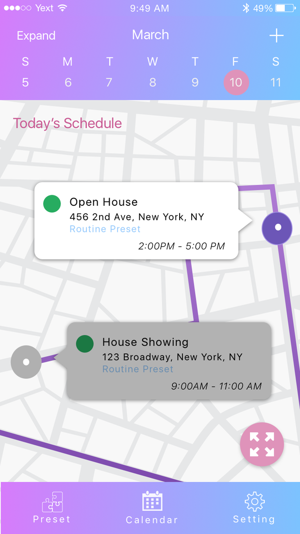 Route view with a passed event dimmed