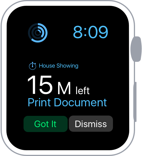 Watch notification telling the user to depart