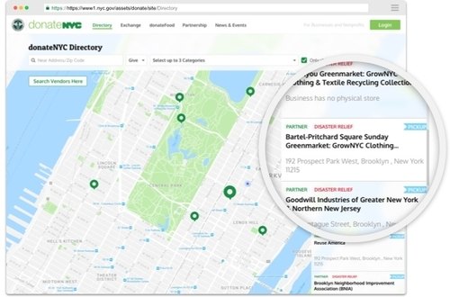 Interactive directory map of donation vendors across NYC