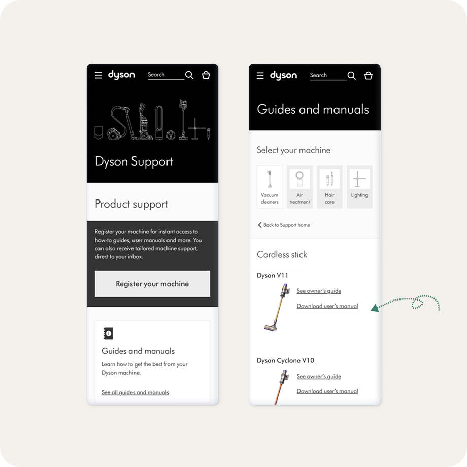 Option A mockups — service-first support home