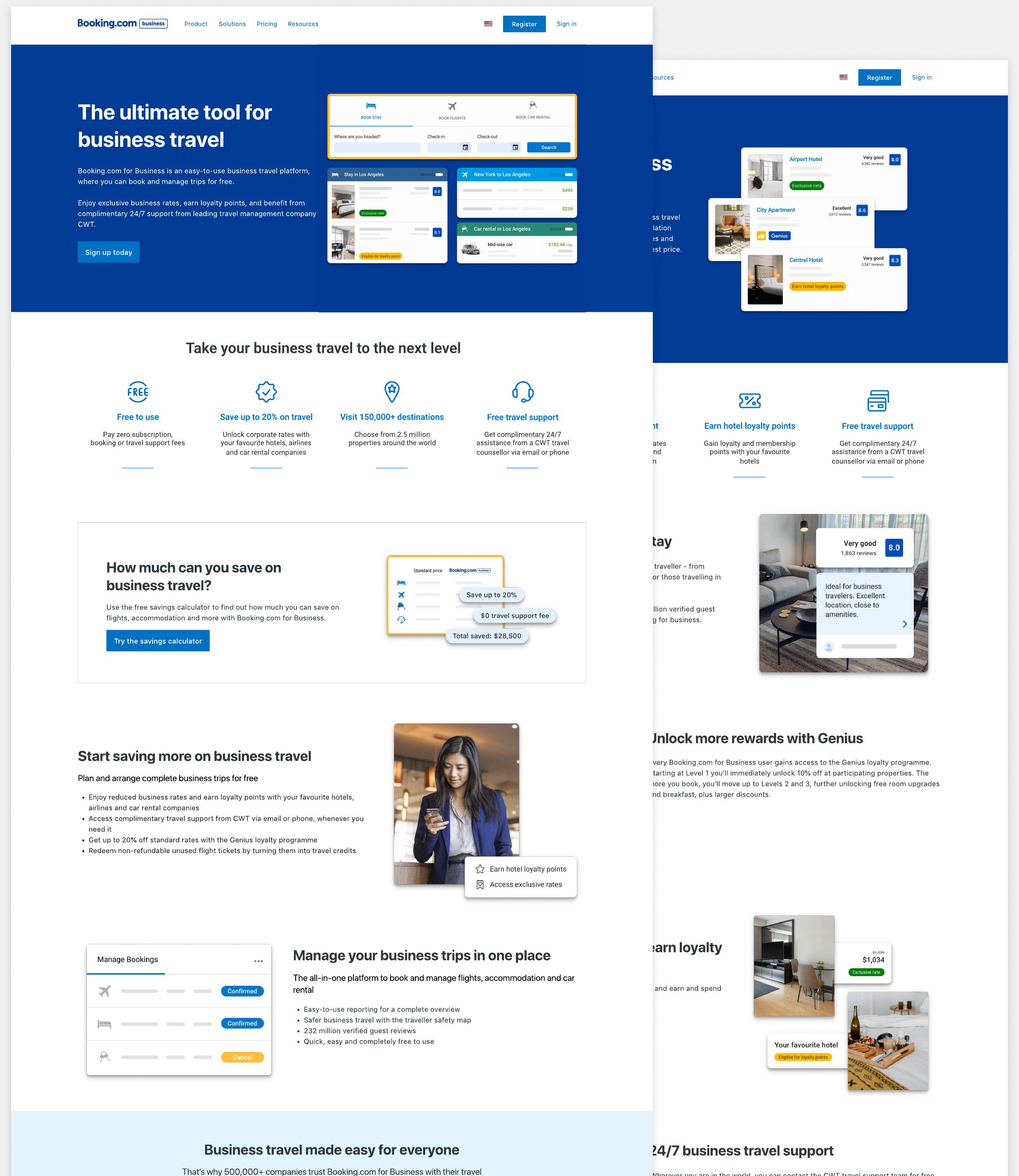 Redesigned marketing site pages showcasing TMC content